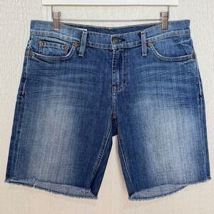 Red Engine Vintage Original Denim Shorts Medium Wash Raw Hem Size 29 Made in USA